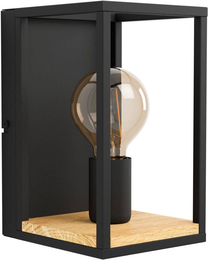 EGLO Plafondlamp LIBERTAD Plafondlamp in zwart en bruin van staal hout excl. E27 40W (1 stuk)