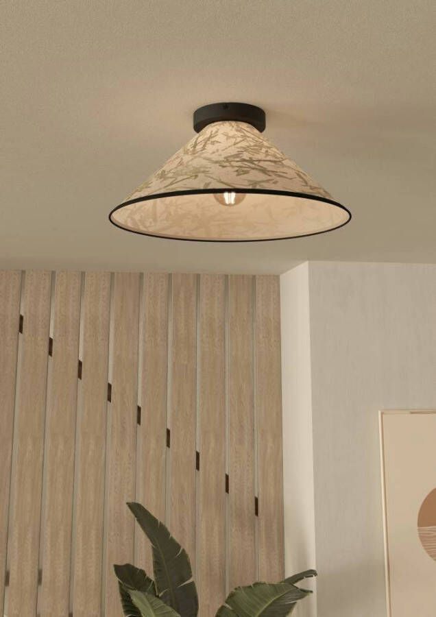 EGLO Plafondlamp OXPARK Plafondlamp Japandi ontwerp woonkamerlamp textiel bamboe bladeren (1 stuk) - Foto 5