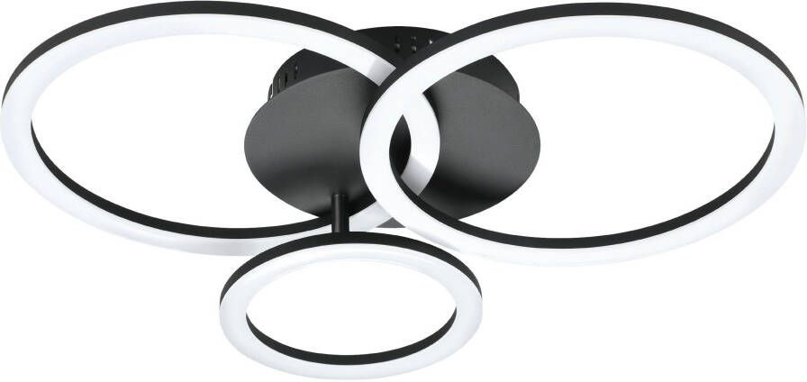 EGLO Plafondlamp PARRAPOS-Z Deckenlampe schwarz TuneableWhite ZigBee 3.0 Disco-Modus Plafondlamp in zwart van staal 33W warmwit koudwit (1 stuk)