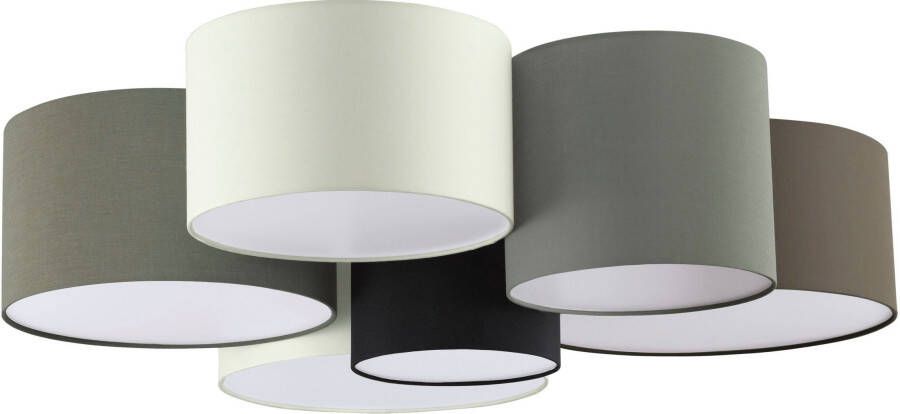 EGLO Plafondlamp PASTORE Textiel plafondlamp 6 fittingen E27 dimbaar stof slaapkamerlamp (1 stuk)
