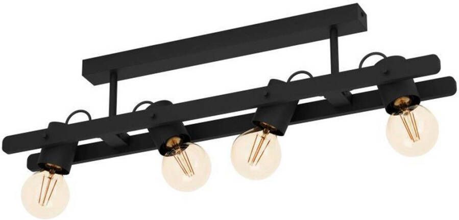 EGLO Plafondlamp PLIMSOLL Plafondlamp hout en metaal in zwart FSC100PA plafondspot E27 (1 stuk)