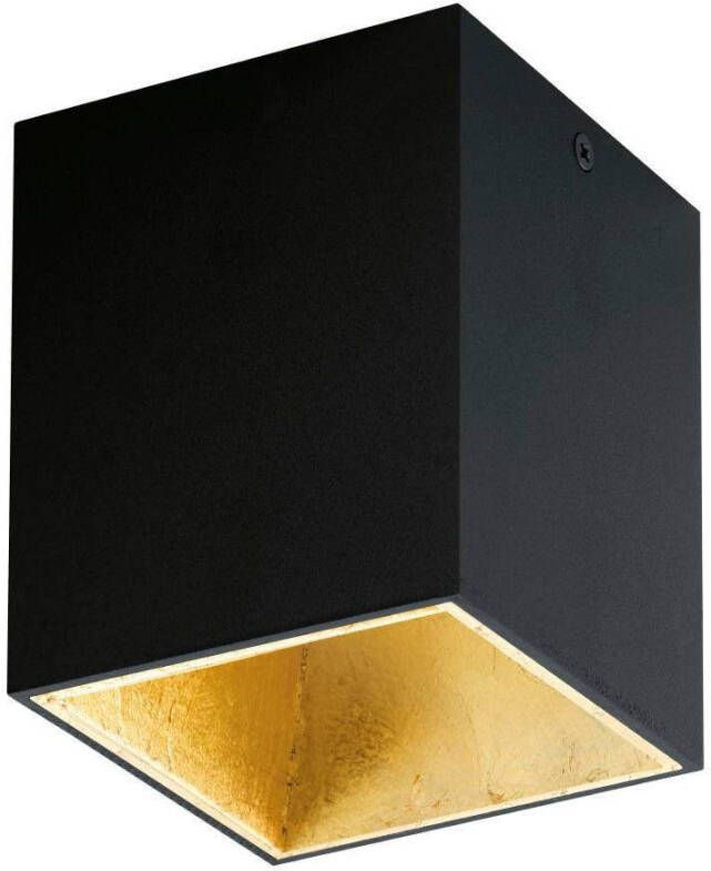 EGLO Plafondlamp POLASSO Plafondlamp opbouwlamp van metaal in zwart en goud 10x10 cm (1 stuk)