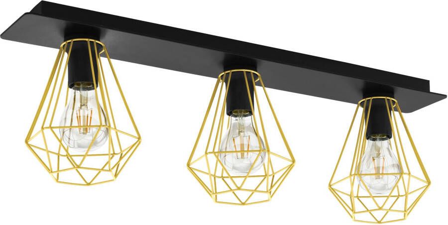 EGLO Plafondlamp TARBES 2 Plafondlamp in zwart en messing van staal excl. E27 40W (1 stuk)