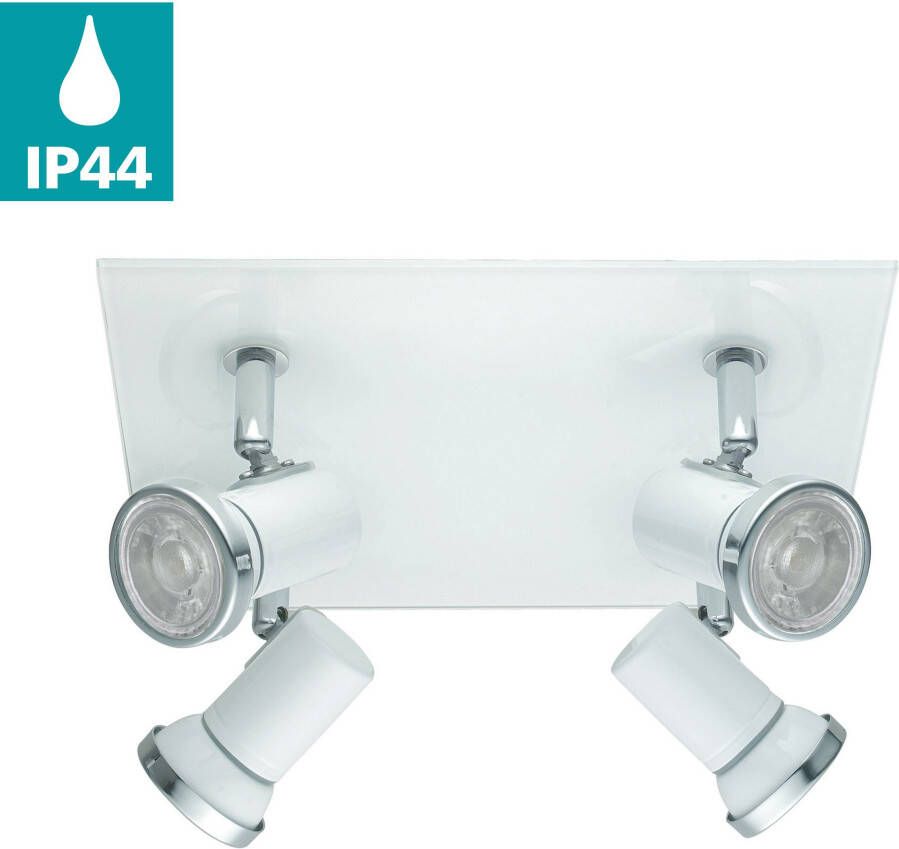 EGLO Plafondspot TAMARA 1 Plafondspot staal en glas GU10 IP44 badkamerlamp