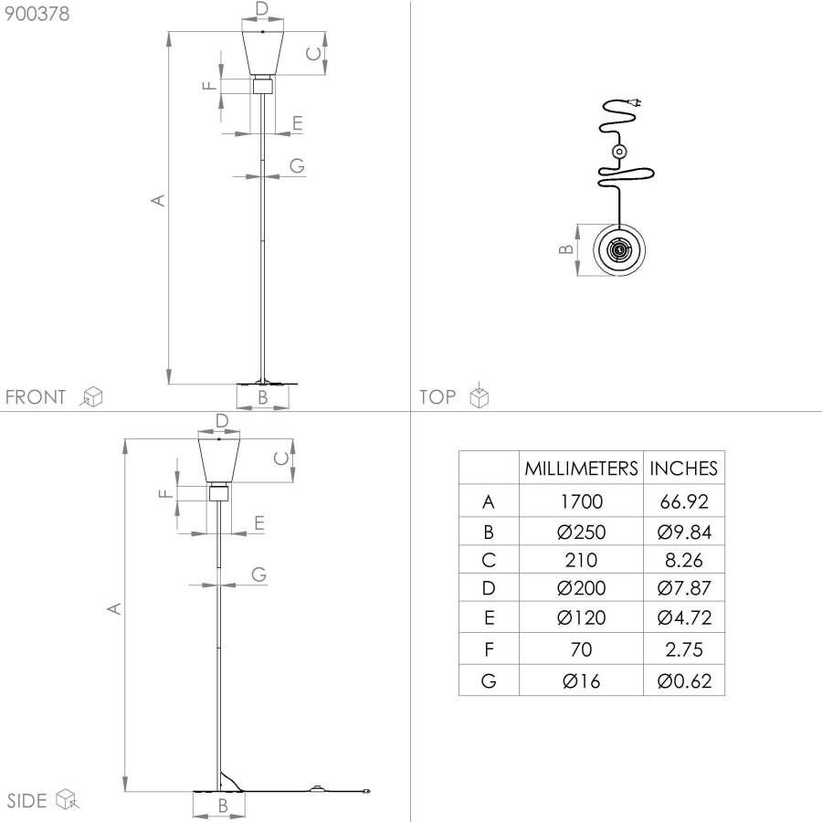 EGLO Aglientina Vloerlamp E27 170 cm Koper-Geborsteld Wit