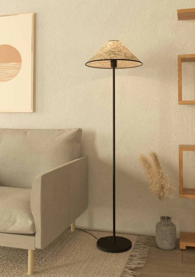 EGLO Staande lamp OXPARK Vloerlamp textiel met bamboe bladeren woonkamer (1 stuk)