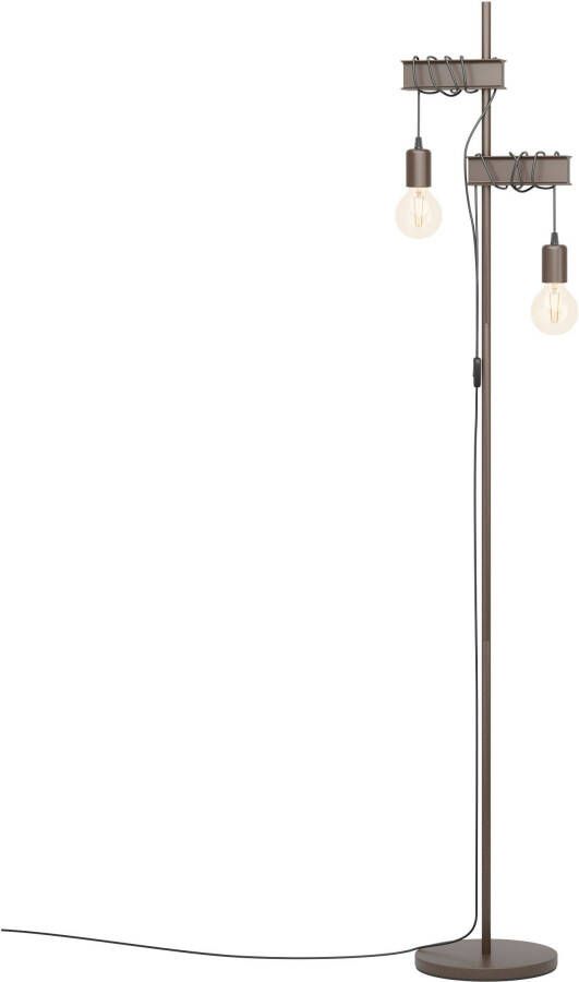 EGLO Staande lamp TOWNSHEND 4 Vloerlamp in bruin en zwart van staal excl. E27 2X10W (1 stuk)