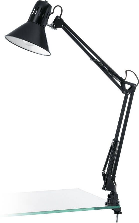 EGLO Tafellamp FIRMO klemlamp excl. lamp E27 met schroefklem Klemspot leeslamp schakelaar draaibare kop hoogte: 73cm