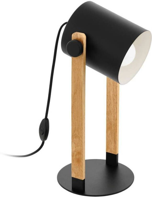 EGLO Tafellamp HORNWOOD Tafellamp nachtkastlamp retro industrieel staal hout (1 stuk)