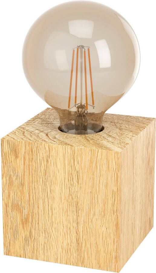 EGLO Tafellamp PRESTWICK 2 tafellamp kubus hout zonder lampenkap E27 (1 stuk)