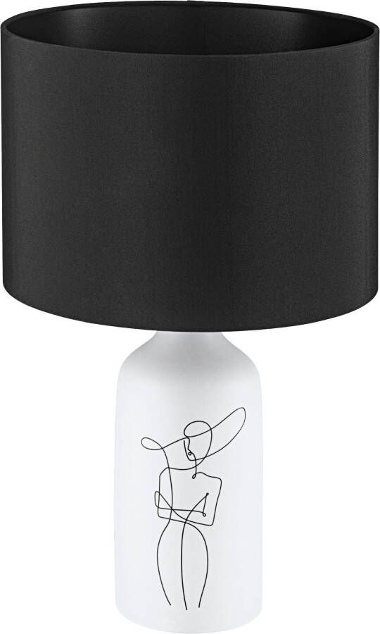EGLO Vinoza tafellamp E27(excl) hoogwaardig keramiek stoffen kap Wit Zwart