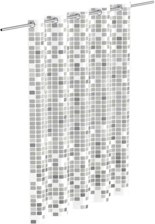Eisl Douchegordijn Mozaïek grijs wasbaar anti-schimmel gordijn (hoogte 200 cm) grijs mozaïek-design