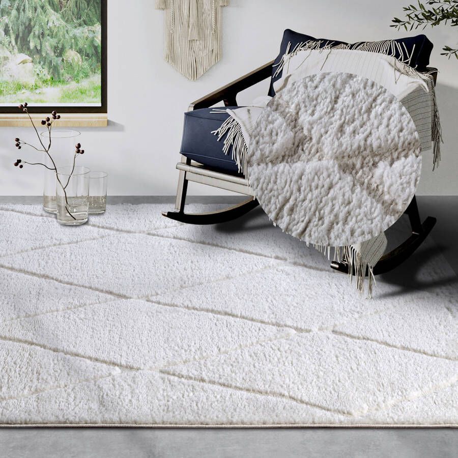 ELLE DECORATION Design-vloerkleed Perrotin Loper shaggy pluizig zacht hoogpolig modern hoog-laag effect