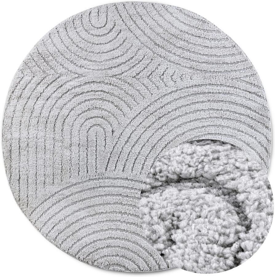 ELLE DECORATION Design-vloerkleed Cosy Panglao ook als rond tapijt verkrijgbaar uni laagpolig hoog-laag structuur modern scandi boho woonkamer