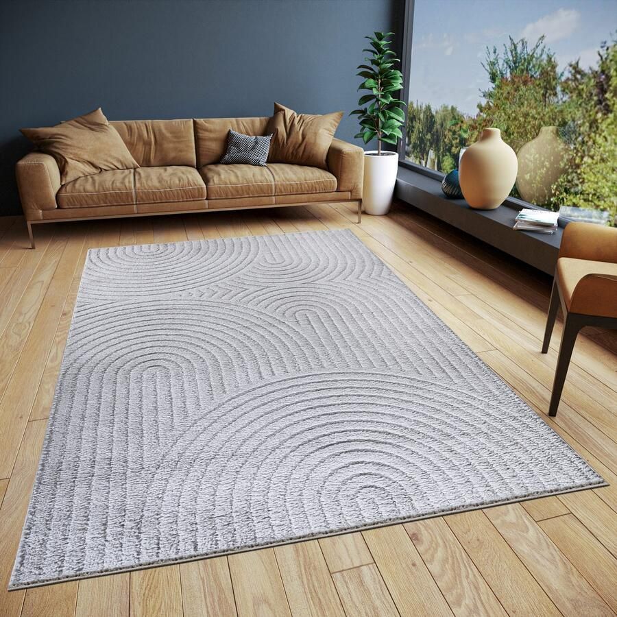 ELLE DECORATION Design-vloerkleed Cosy Panglao ook als rond tapijt verkrijgbaar uni laagpolig hoog-laag structuur modern scandi boho woonkamer