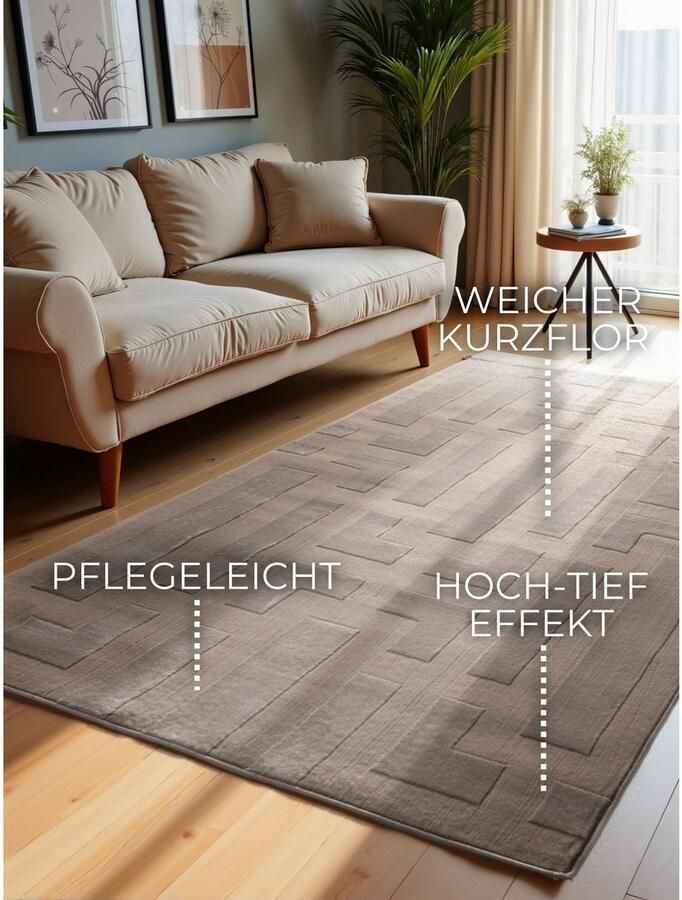 ELLE DECORATION Design-vloerkleed Onyx Woonkamer slaapkamer loper hoog-laag effect gang glans