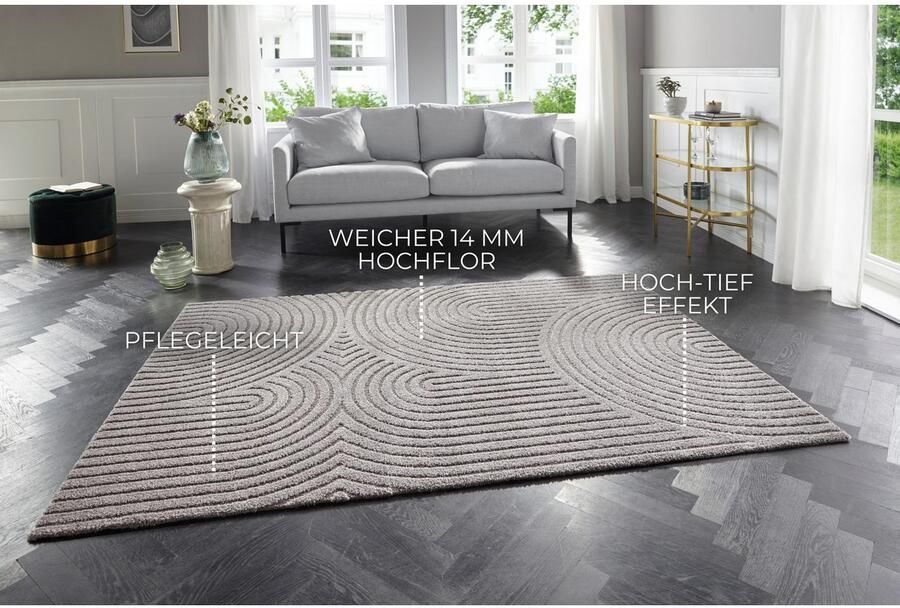 ELLE DECORATION Design-vloerkleed Panglao Boho design laagpolig 3D optiek Scandinavisch woonkamer