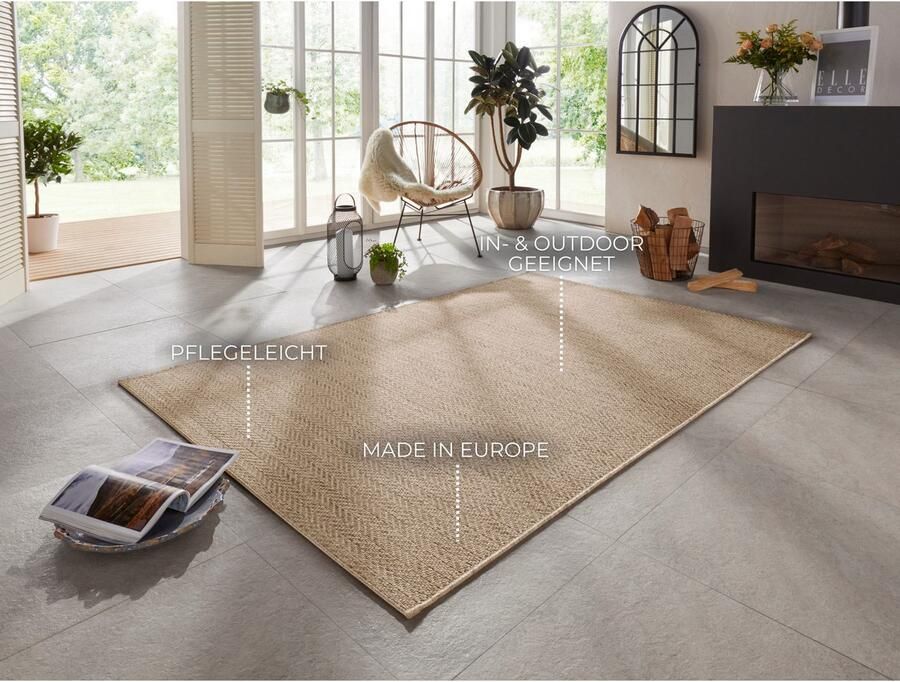 ELLE DECORATION Vloerkleed CAEN Geschikt voor binnen en buiten weerbestendig balkon tuin woonkamer waterbestendig