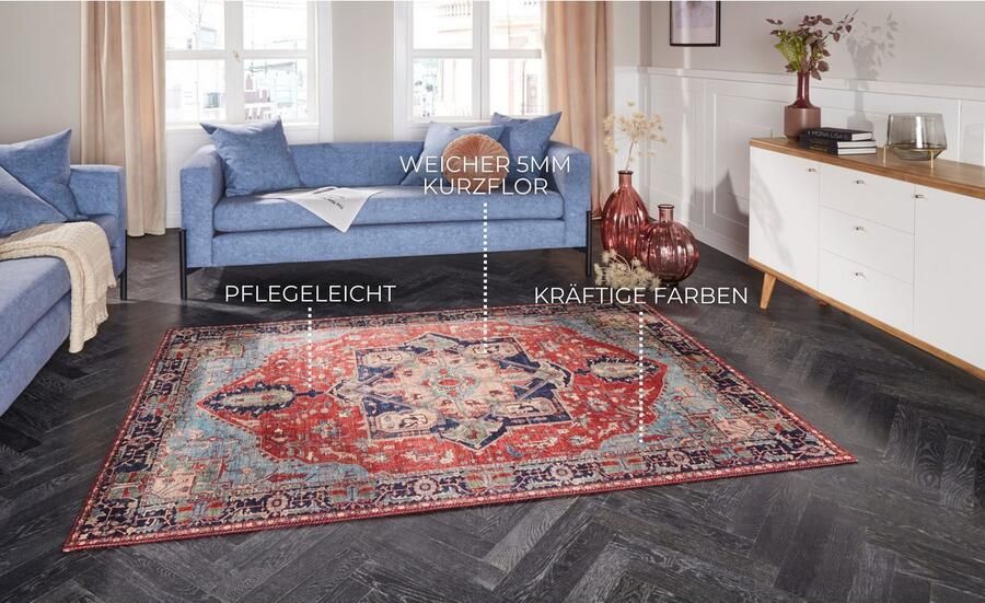 ELLE DECORATION Vloerkleed Hamadan Oosters loper kortpolig woonkamer slaapkamer eetkamer