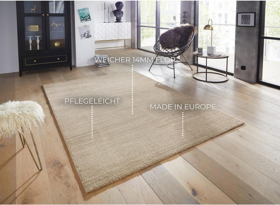 ELLE DECORATION Vloerkleed Loos Korte pool zacht uni modern Scandinavische look woonkamer slaapkamer