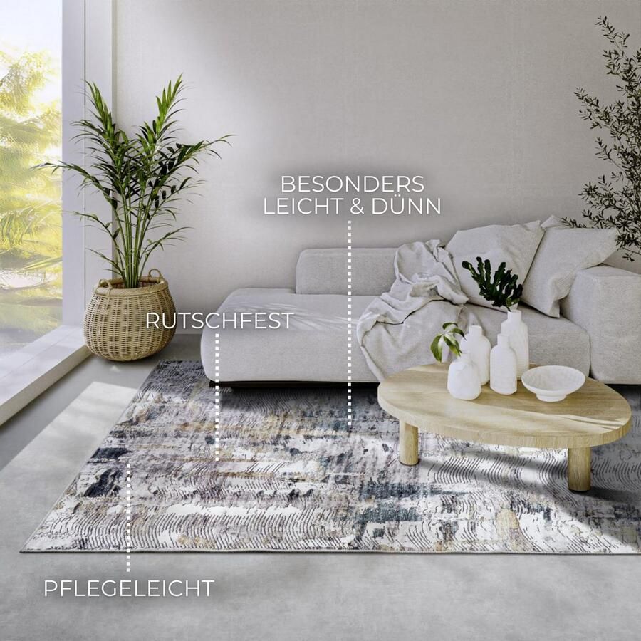 ELLE DECORATION Vloerkleed Malard Kortpolig antislip vintage modern woonkamer gang