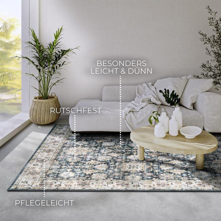 ELLE DECORATION Vloerkleed Saveh Kortpolig antislip vintage klassiek woonkamer gang