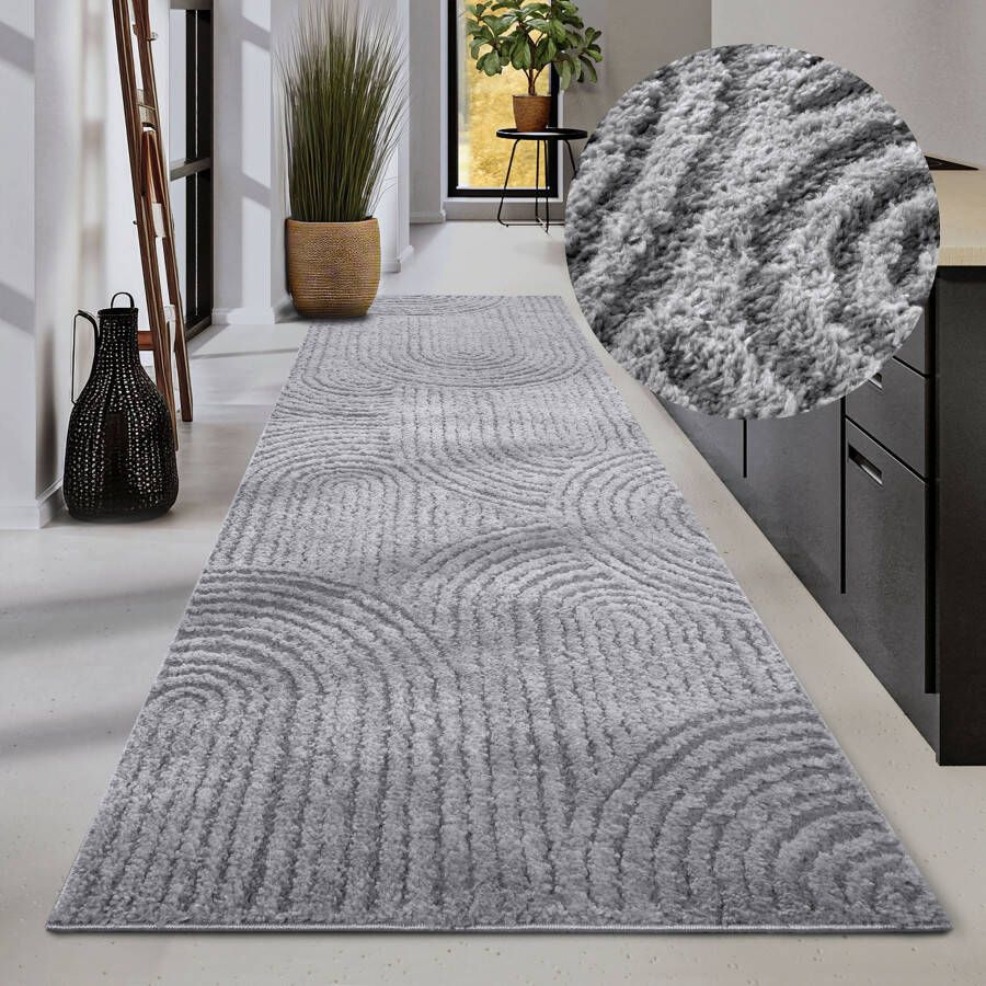 ELLE DECORATION Design-vloerkleed Chappe Shaggy loper pluizig zacht hoogpolig modern hoog-laag effect
