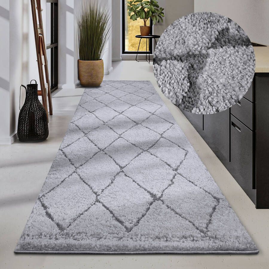 ELLE DECORATION Design-vloerkleed Perrotin Loper shaggy pluizig zacht hoogpolig modern hoog-laag effect