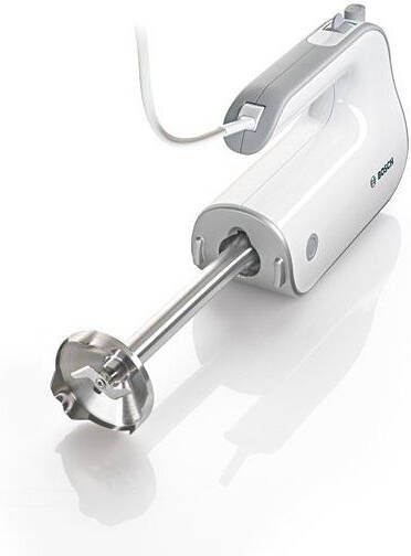 BOSCH Handmixer Styline MFQ4080 5 standen plus turbofunctie 2 roergardes 2 edelstalen deeghaken universele versnipperaar pureerstaaf wit zilver