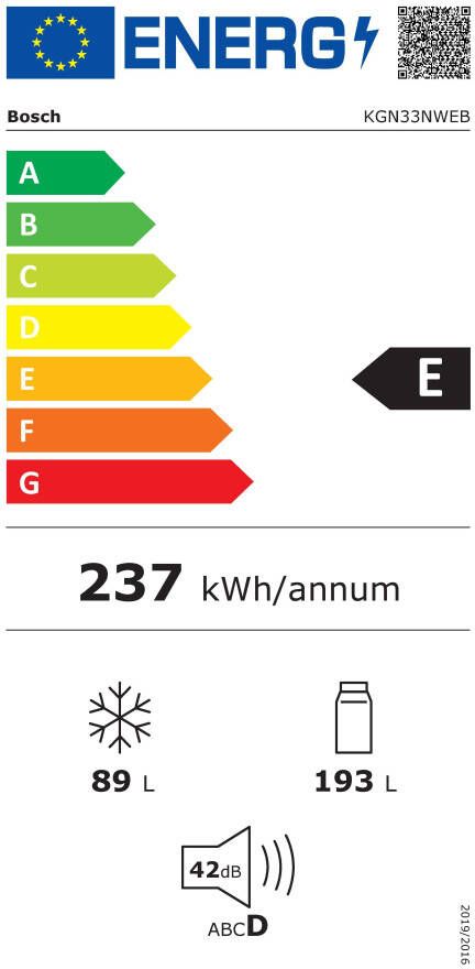 BOSCH Koel-vriescombinatie KGN33NWEB