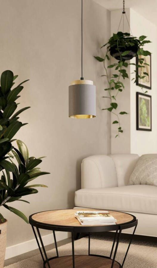 EGLO Hanglamp ALBARIZA Hanglamp vintage zwart natuur cappuccino goud E27 fitting (1 stuk)