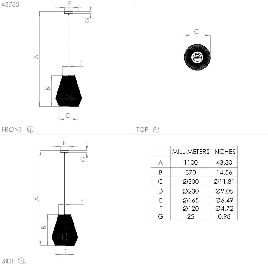 EGLO Hanglamp ALDERNEY Hanglamp in zwart van staal excl. E27 40W (1 stuk)