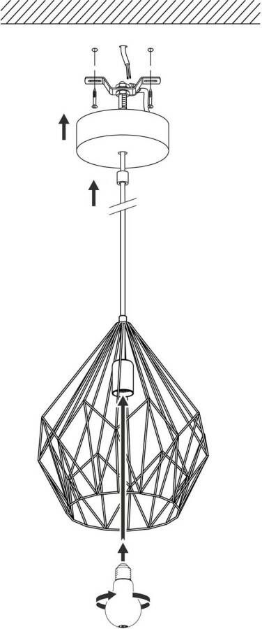 EGLO Hanglamp CARLTON hanglamp koper staal excl. lichtbron retro