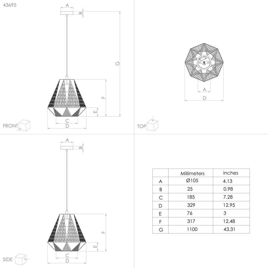EGLO Hanglamp STYPE Hanglamp in goudkleur van staal excl. E27 40W (1 stuk) - Foto 4