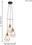 Eglo Tarbes Hanglamp Draadlamp 3 Lichts Ø310mm. Zwart Koperkleurig - Thumbnail 6