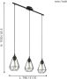Eglo Vintage Tarbes Hanglamp Draadlamp 3 Lichts Lengte 790mm. Zwart - Thumbnail 4