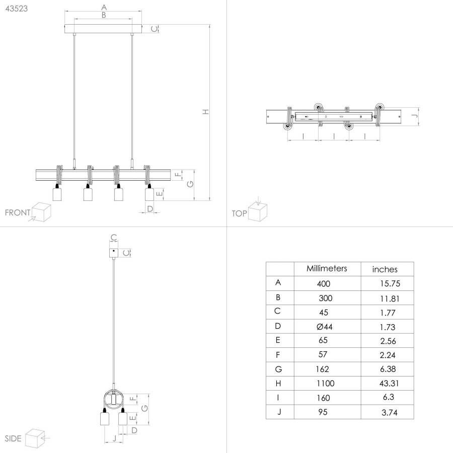 EGLO Hanglamp TOWNSHEND 4 (1 stuk)