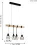 EGLO Hanglamp TOWNSHEND 5 zwart l70 x h110 x b20 cm hanglamp van hout en metaal retro - Thumbnail 6
