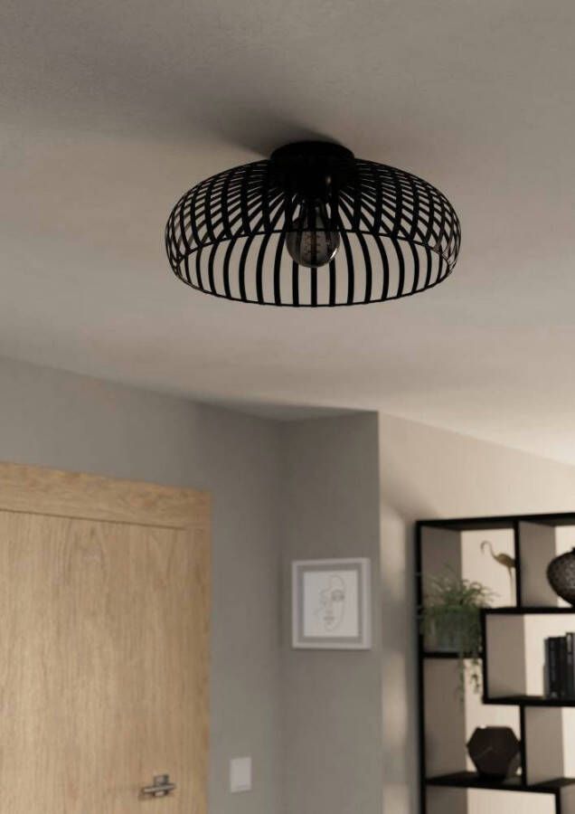 EGLO Plafondlamp MOGANO 3 Plafondlamp metaal in zwart ganglamp met E27 fitting Ø 43 cm (1 stuk)