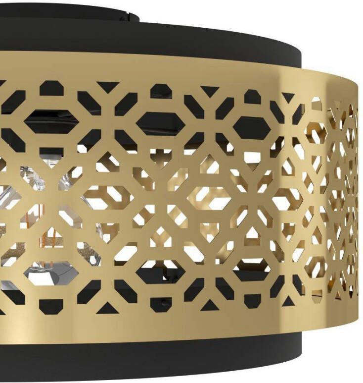 EGLO Plafondlamp SANDBACH Plafondlamp metaal in messing en zwart E27 fitting Ø 42 cm (1 stuk)