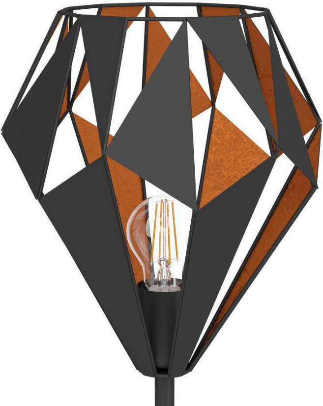 EGLO Staande lamp CARLTON 1 Vintage vloerlamp metaal in zwart en koper retro E27 fitting (1 stuk)