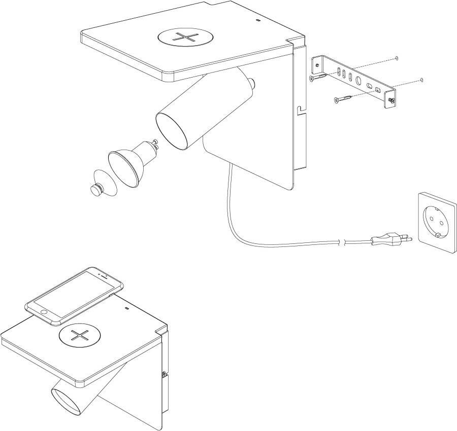 EGLO Wandlamp CIGLIE QI-oplader