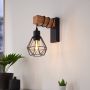 Eglo Townshend wandlamp 1-lichts zwart eikenhout met Kap - Thumbnail 2