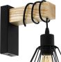 Eglo Townshend wandlamp 1-lichts zwart eikenhout met Kap - Thumbnail 4