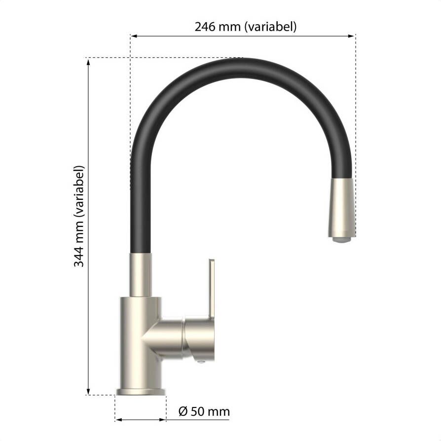 Eisl Keukenkraan Flexo energiebesparende cold-start waterbesparende eco click 360° draaibaar