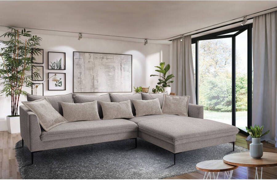 Exxpo sofa fashion Hoekbank Piazza elegant en chic designbank met geweldig zitcomfort Longchair hoek in hoogwaardige afwerking afmetingen 321x187cm (2-delig)