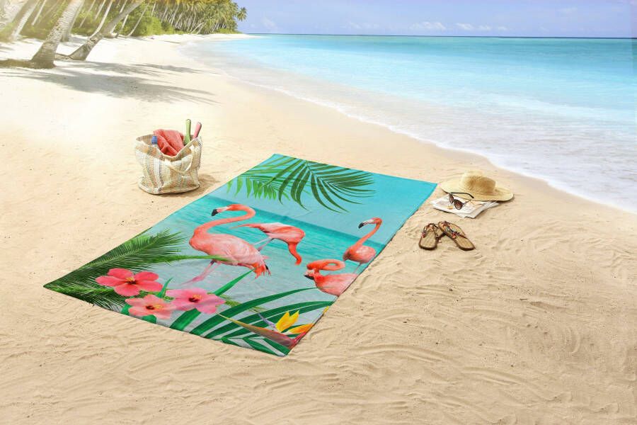 Good morning Strandlaken Flamingo Microvezel 100x180 Sneldrogend Volwassenen Tropen Flamingo (1 stuk) - Foto 2