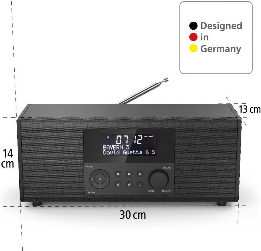 Hama Digitale radio (DAB+) Digitaal radio DAB wekkerradio FM stereo 6W DR1400