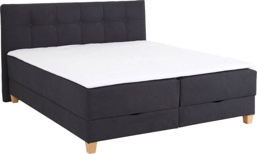 Home affaire Boxspring Lonrai in h2 h3 & h4 en xxl verlengde 220 cm kiesbaar incl. topper