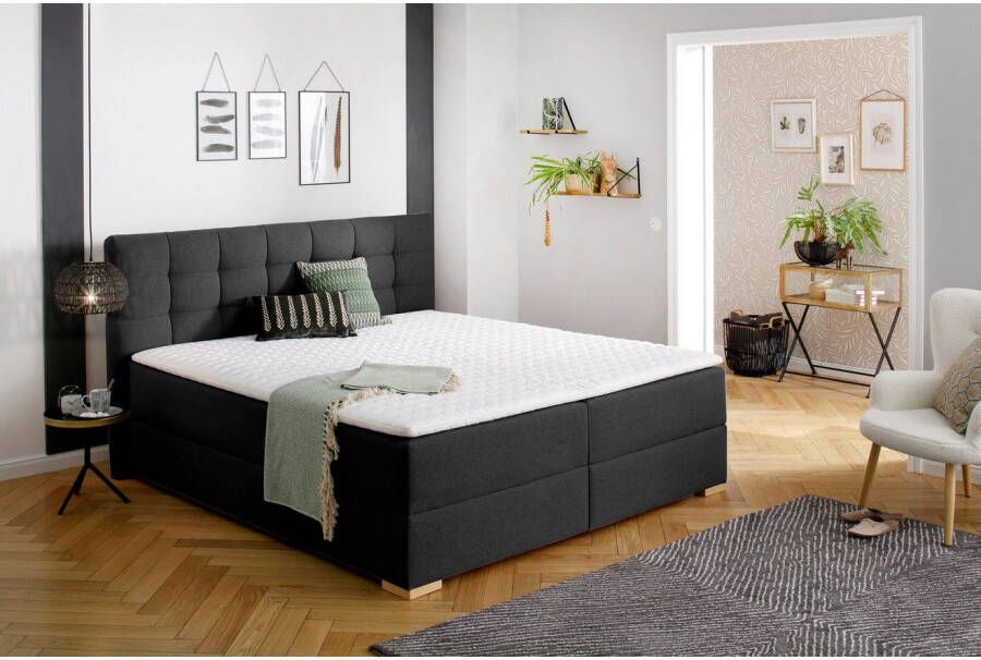 Home affaire Boxspring Olivet in 4 kleuren 4 breedten 2 matrassoorten ook in extra lang 220 cm